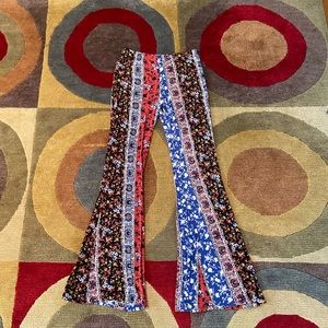 Vintage Havana Bohemian Floral Pattern Bell Bottoms Flare Pants Size Small